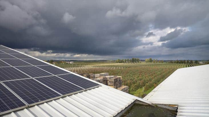 Zonnepanelen op dak schuur