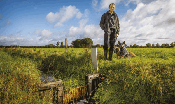 Man staat in weiland